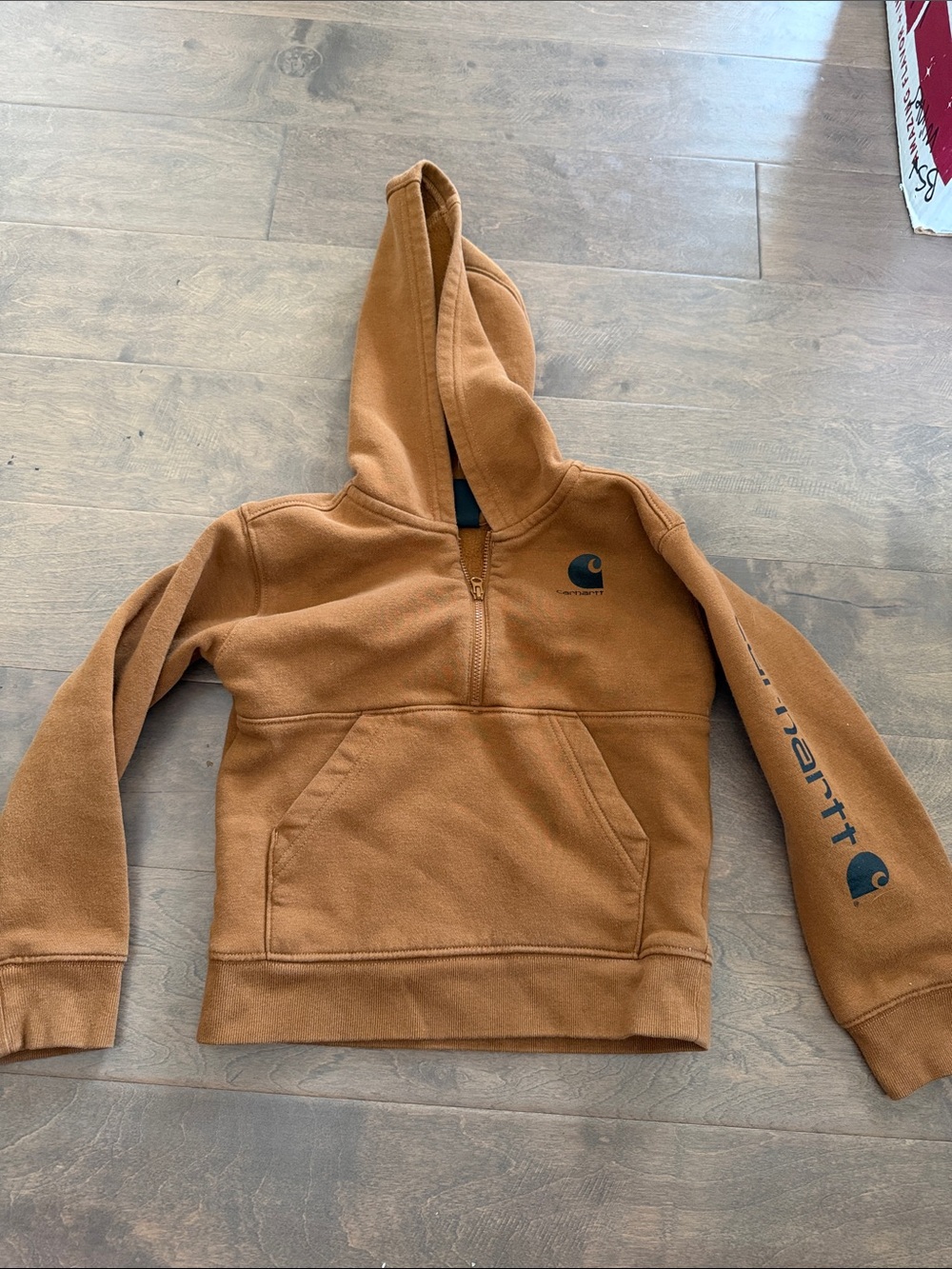 Carhartt Kids Caramel Brown Half-Zip Hooded Sweatshirt